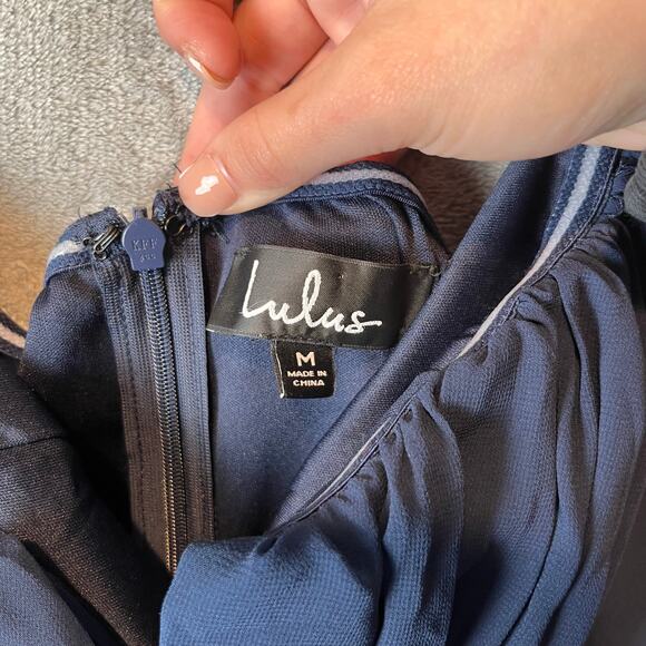 Lulus Navy Strapless Maxi Dress Sz M Bridesmaid Wedding Formal Evening Gown New - Picture 7 of 8